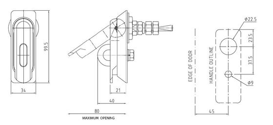 Padlockable Electrical Cabinet Door Lock Industrial Electronic Cabinet Lock