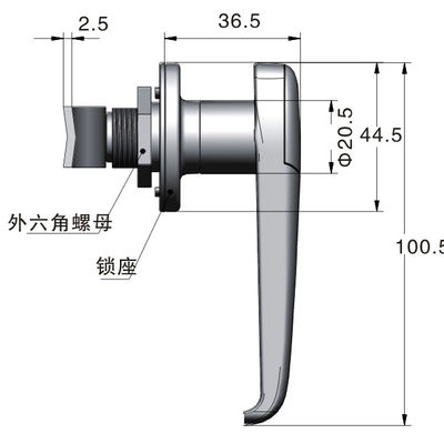 Bright Polishing L Shape Door Lock Antitheft Electronic Cabinet Lock